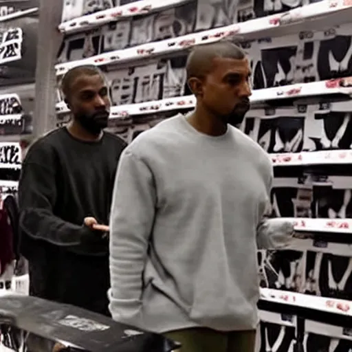 Image similar to surveillance footage of Kanye West shopping for Shows at Foot Locker