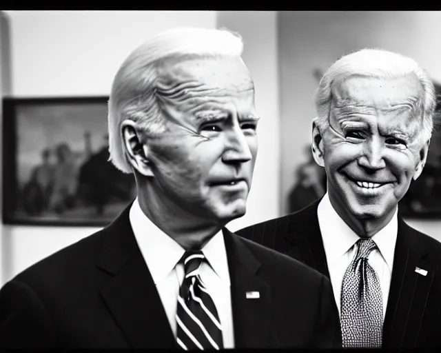 Image similar to president joe biden face to face with president joe biden, nikon 3 5 mm, photograph