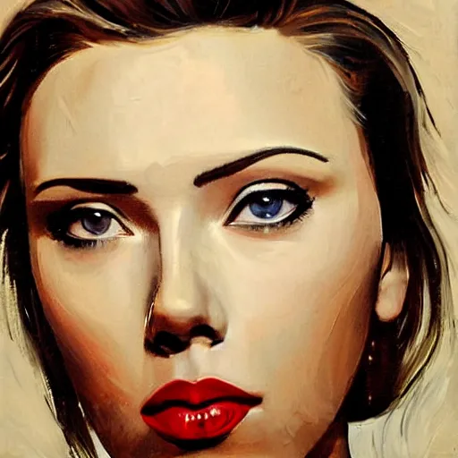 Prompt: portrait of Scarlet Johansson painted by Philip Burke