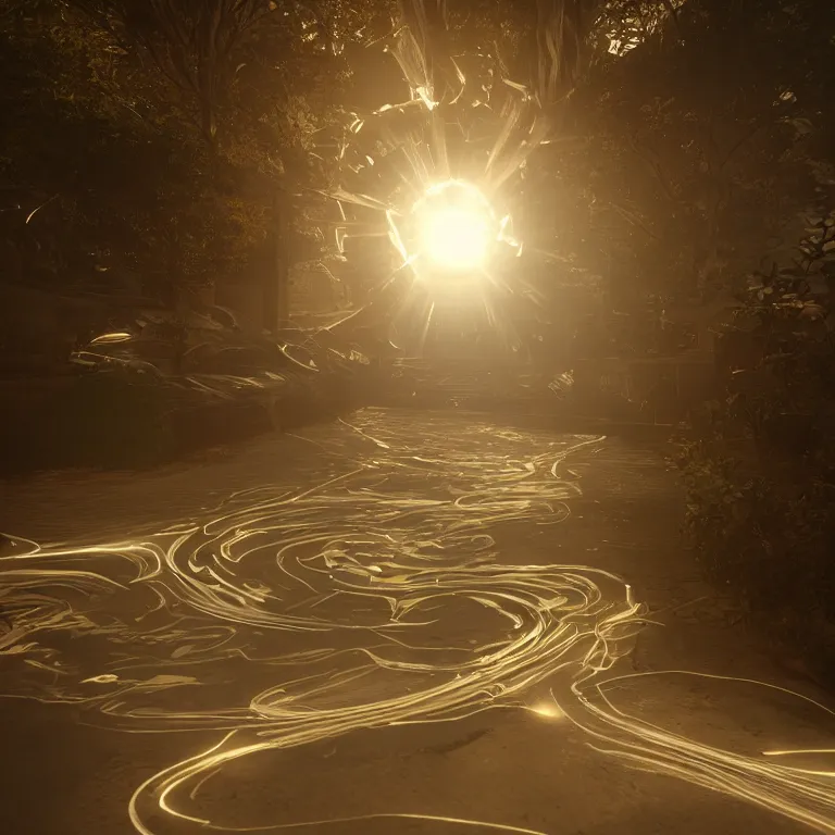 Image similar to simple light streaks and ornate flowing light streams, unreal engine