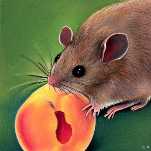 Image similar to A peach with a rat