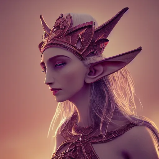 Image similar to queen of elves, 4 k, intricate, jaw dropping, gorgeous, surreal, octane render