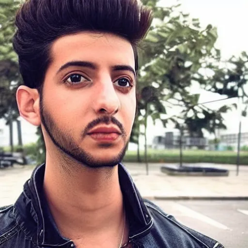 Image similar to “a realistic detailed photo of a guy who is an attractive humanoid who is half robot and half humanoid, who is a male android, singer Sebastian Yatra, shiny skin, posing like a statue, blank stare”