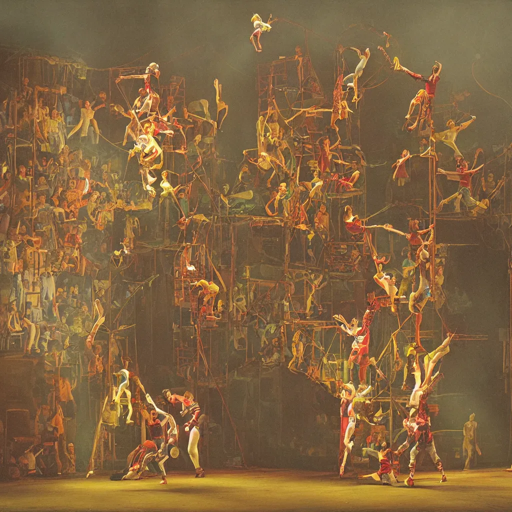 Image similar to spotlight on 2 performers at a circus by charles bell