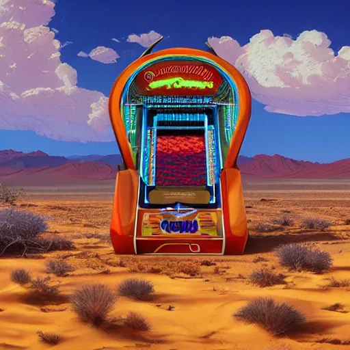 Image similar to a pachinko machine in the desert, by Jean Giraud, high quality, sharp focus, 8k, trending on Artstation,