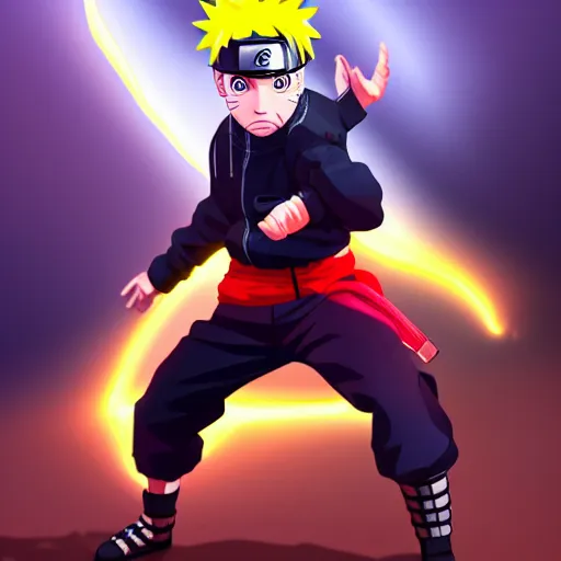 Image similar to a screenshot of naruto in fighting pose, portrait, fantasy, beautiful face, vivid colors, elegant, concept art, sharp focus, digital art, hyper - realistic, 4 k, unreal engine, highly detailed, hd, dramatic lighting by brom, trending on artstation,