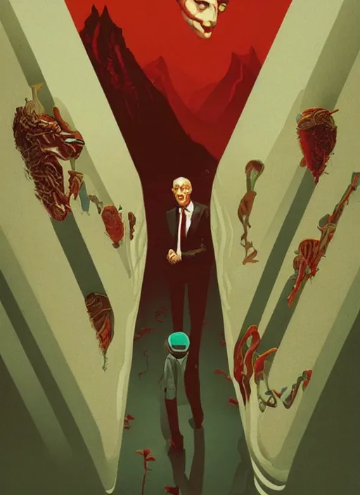 Prompt: poster artwork by Michael Whelan and Tomer Hanuka, Karol Bak of Walt Disney, from scene from Twin Peaks, clean