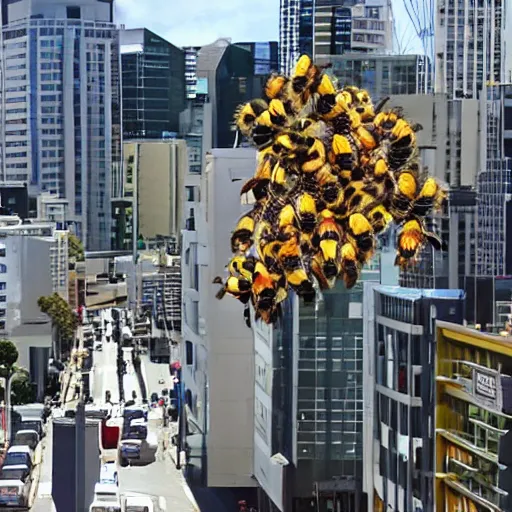 Image similar to Auckland City being taken over by giant bees