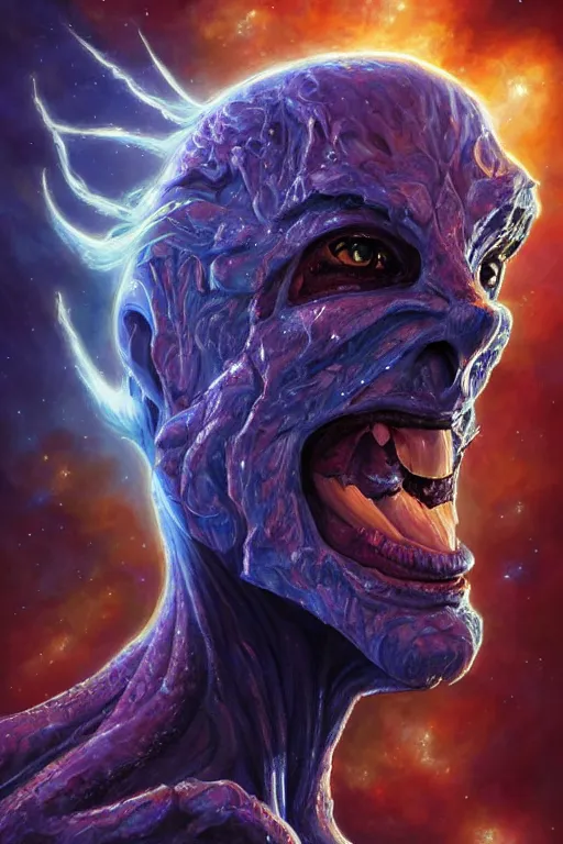 Prompt: beautiful oil painting with high detail of a wise Space ent(((((roaring))))) made of stars and plasma, hybrid from dungeons and dragons and art direction by James Cameron ;by artgerm; wayne reynolds art station; cinematic quality character render; low angle; ultra high quality model; production quality cinema model; spitting lightning