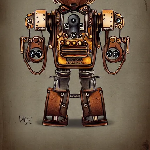 Prompt: robot fox, steampunk style, digital art