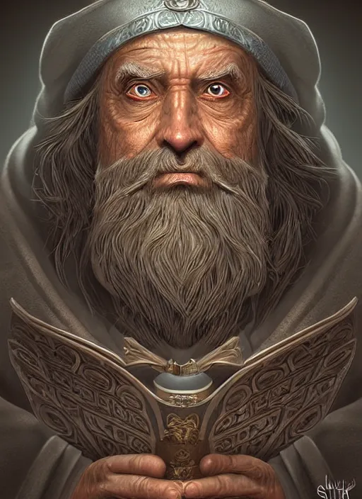 Prompt: highly detailed, hyper realistic wizard with a dungeon background by studio muti