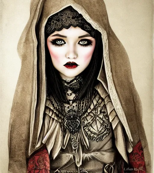 Image similar to bashkir goth girl, detailed portrait, gothic, photorealistic