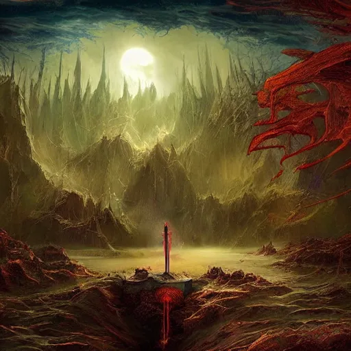 Prompt: Horrifying vampire in a beautiful dmt multiverse, Ed Binkley matte painting, post-processing, fantasy , masterpiece , painting , vibrant colors