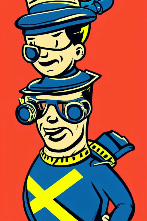 Image similar to fallout 7 6 retro futurist illustration art by butcher billy, sticker, colorful, illustration, highly detailed, simple, smooth and clean vector curves, no jagged lines, vector art, smooth andy warhol style