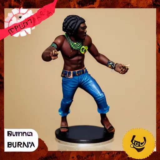 Image similar to burna boy figurine, detailed product photo,