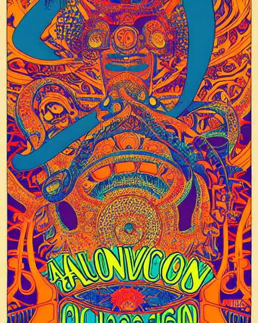 Image similar to avalon ballroom poster art by victor moscoso