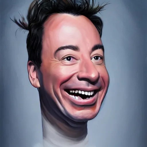 Image similar to hyper realistic painting of jimmy fallon as my sleep paralysis demon