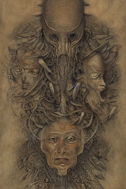 Prompt: manuscript with diagrams of different ancient alien races by agostino arrivabene and alan lee