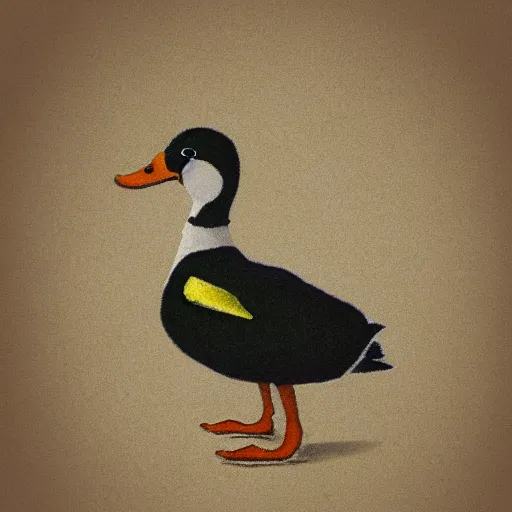 Image similar to A duck illustration in the style of Stephen Cartwright