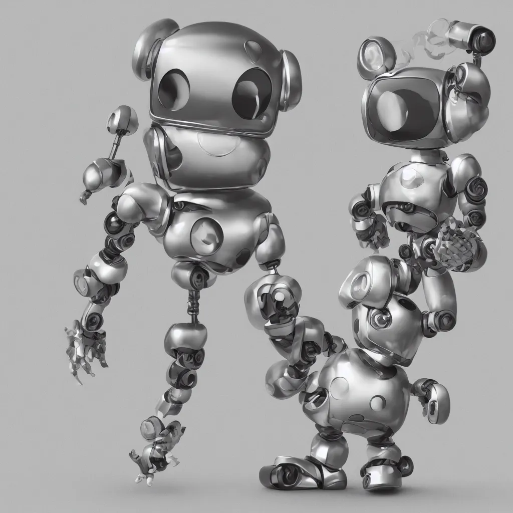 Image similar to aesthetic cute emoji character of a ( robot ). cute style, 3 d render with light shading, specular, white background. high quality