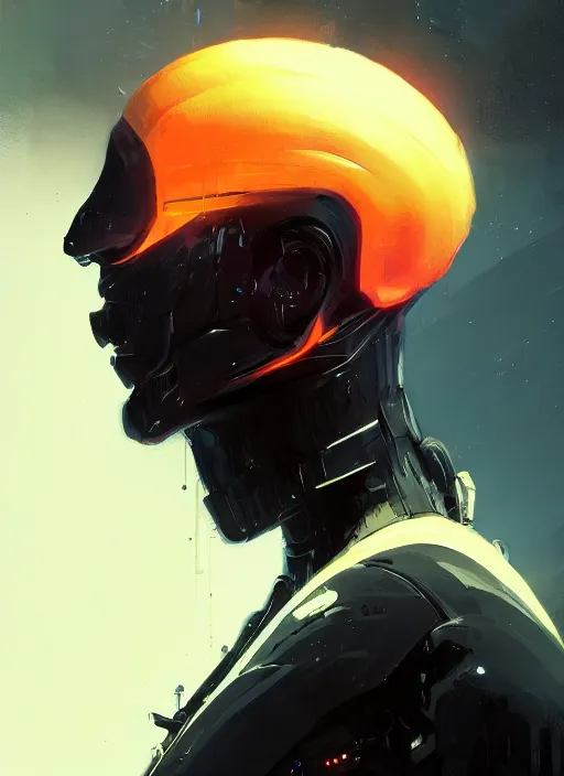 Prompt: full body side profile of a slim black man with a mohawk wearing futuristic techwear, highly detailed clothing, angular jawline, digital painting, artstation, blade runner concept art, smooth, sharp focus, electric orange light, fantasy art by greg rutkowski, loish, rhads, ferdinand knab, makoto shinkai, ilya kuvshinov, rossdraws