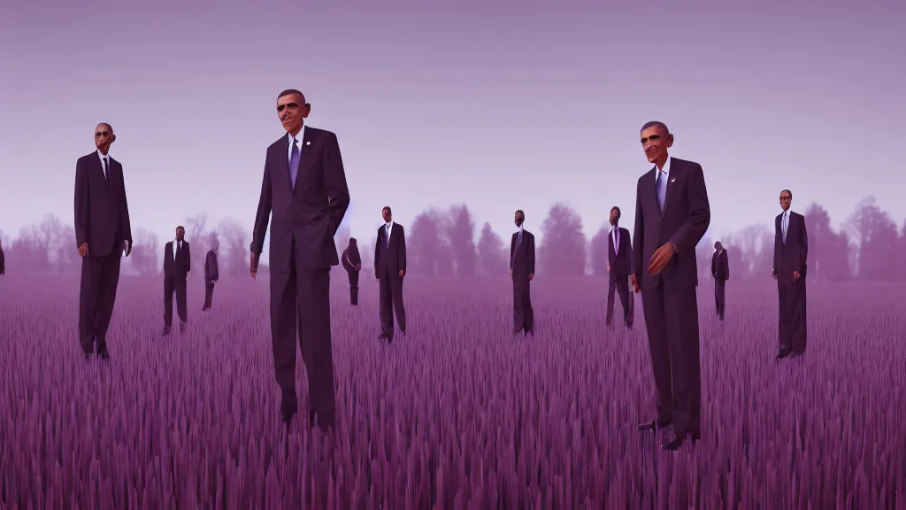 Image similar to 1000 vampire Obama clones ; render by Beeple, 4K