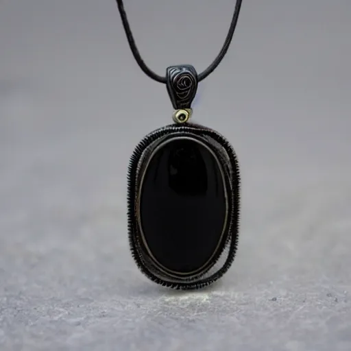 Prompt: an intricate ebony pendant in front of the milky way galaxy