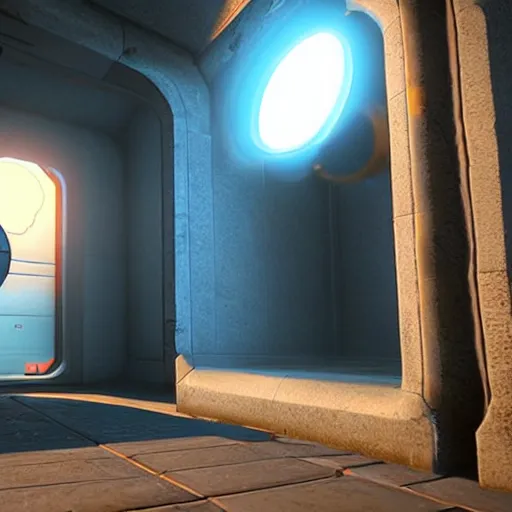 Image similar to Portal 3, videogame by Valve, real engine 5, realistic, 4k, RTX on