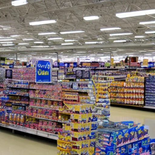 Prompt: a photo of the inside of a walmart that goes on forever