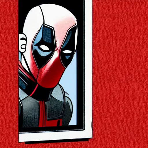 Image similar to deadpool trying to break into your room through the tv screen