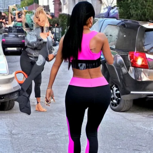 Prompt: Nicki Minaj with tight yoga pants,