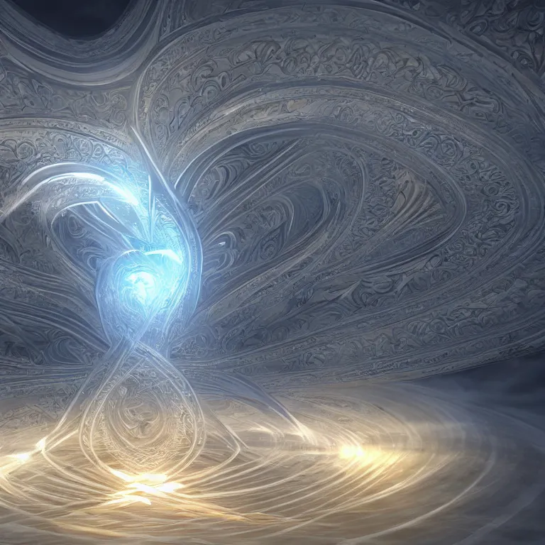 Image similar to a light streak fractals and ornate flowing light streams sacred geometry, unreal engine