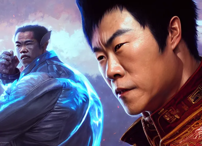 Image similar to highly detailed portrait of jet li, in tekken, stephen bliss, unreal engine, fantasy art by greg rutkowski, loish, rhads, ferdinand knab, makoto shinkai and lois van baarle, ilya kuvshinov, rossdraws, tom bagshaw, global illumination, radiant light, detailed and intricate environment