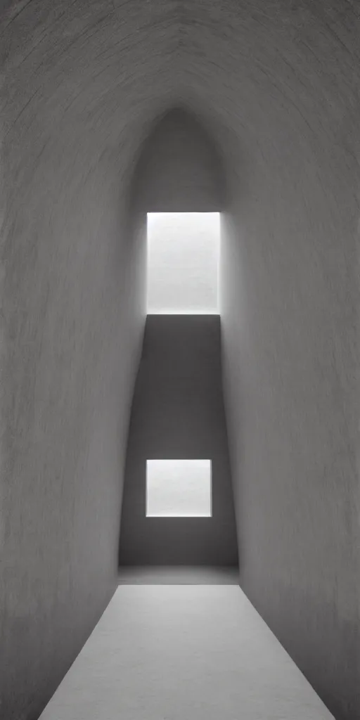 Prompt: tadao ando, james turrell interior of a church