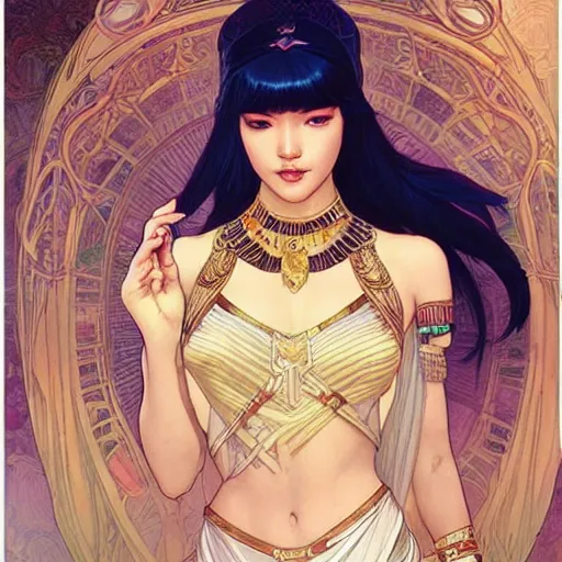 Prompt: An Asian Cleopatra by Artgerm and greg rutkowski and alphonse mucha