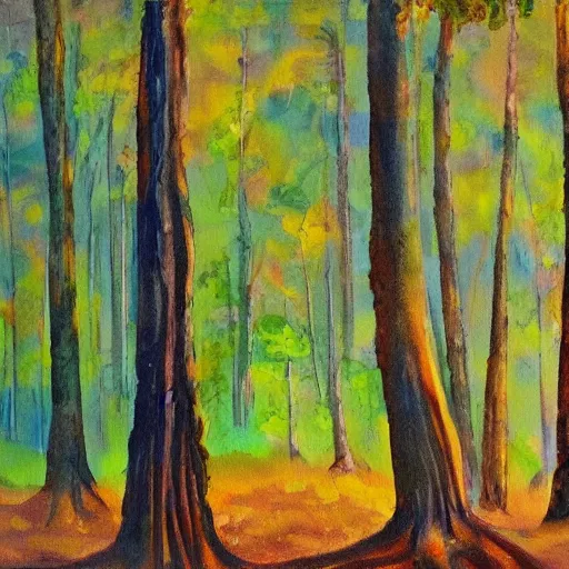 Prompt: forest in the morning light, thick painting