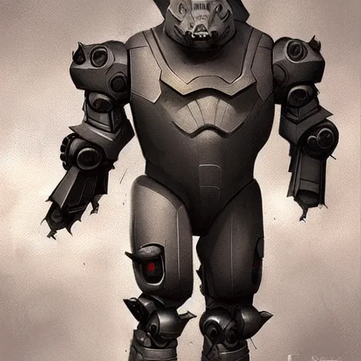 Image similar to robot rhino in the style of stanley artgerm and greg rutkowski