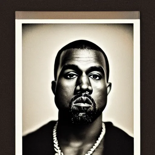 Image similar to a photograph of Kanye West by Julia Margaret Cameron, portrait, 40mm lens, shallow depth of field, close up, split lighting, cinematic