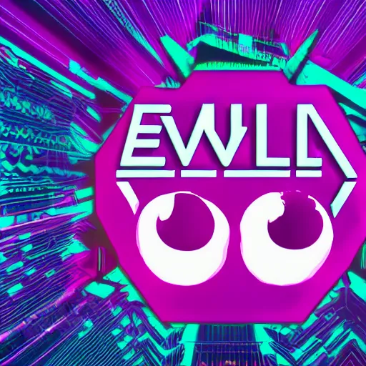 Image similar to logo for evil corporation that involves foxes, synthwave style