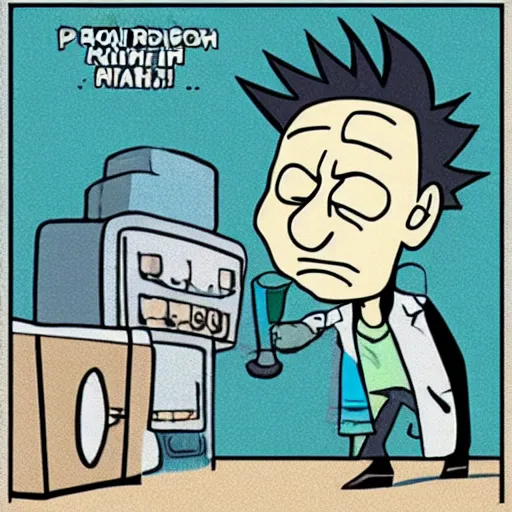 Image similar to !dream the roll of Rick Sanchez will be played by Bill Murray, spikey hair, white lab coat, photography