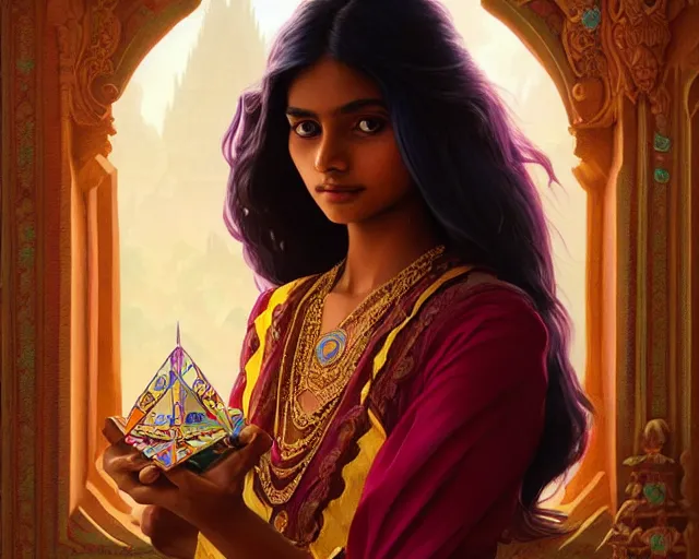 Prompt: beautiful sri lankan girl, photography of kurzgesagt, deep focus, d & d, fantasy, intricate, elegant, highly detailed, digital painting, artstation, concept art, matte, sharp focus, illustration, hearthstone, art by artgerm and greg rutkowski and alphonse mucha