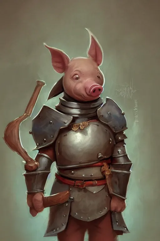 Prompt: anthropomorphic piglet knight, wearing a cape, tiny, small, miniature pig, baby animal, short, pale blue armor, cute and adorable, pretty, beautiful, DnD character art portrait, matte fantasy painting, DeviantArt Artstation, by Jason Felix by Steve Argyle by Tyler Jacobson by Peter Mohrbacher, cinematic lighting