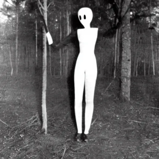 Image similar to a album of slenderman no face from the 1940s