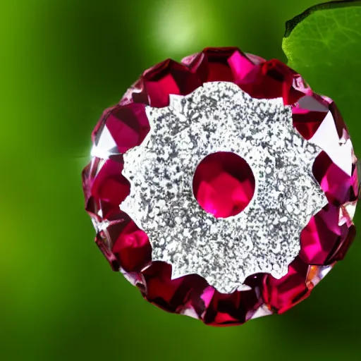 Prompt: an apple is made of ruby crystal