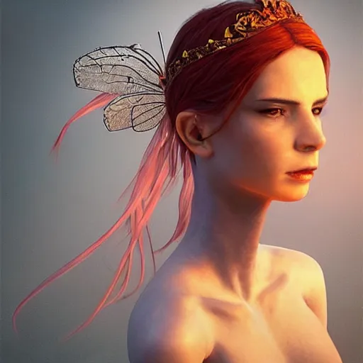 Image similar to queen of the faeries, ultra real, trending on ArtStation