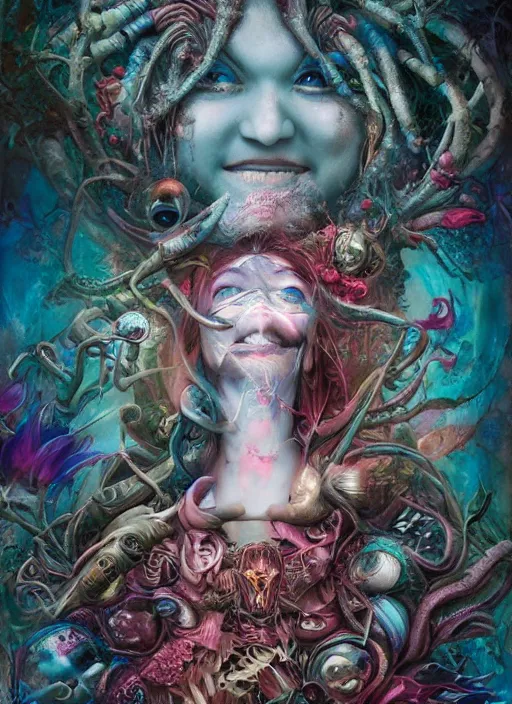 Prompt: alice in wonderland, polynesian god, alien, highly detailed, cinematic, 8 k, by megan duncanson, benjamin lacombe, adrian borda, stanley artgermm, tom bagshaw, craig mullins, carne griffiths, ayami kojima, beksinski, giger, trending on deviantart, hyper detailed, horror, full of colour