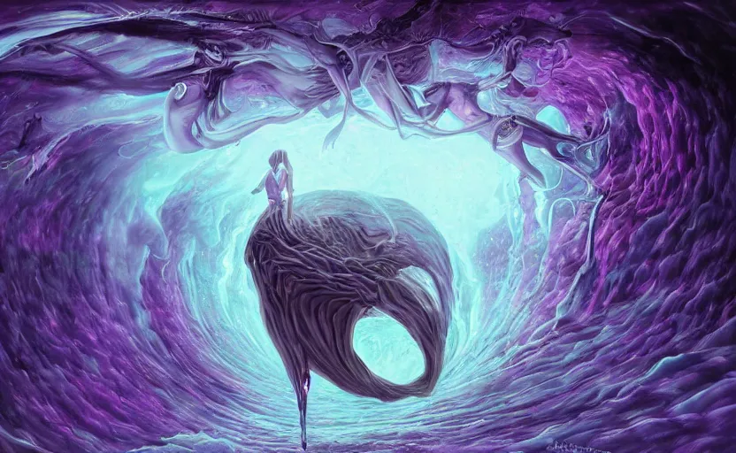 Prompt: the dream vortex consumes the hope of mankind, high fantasy, art, deviant art, painting, detailed, purple