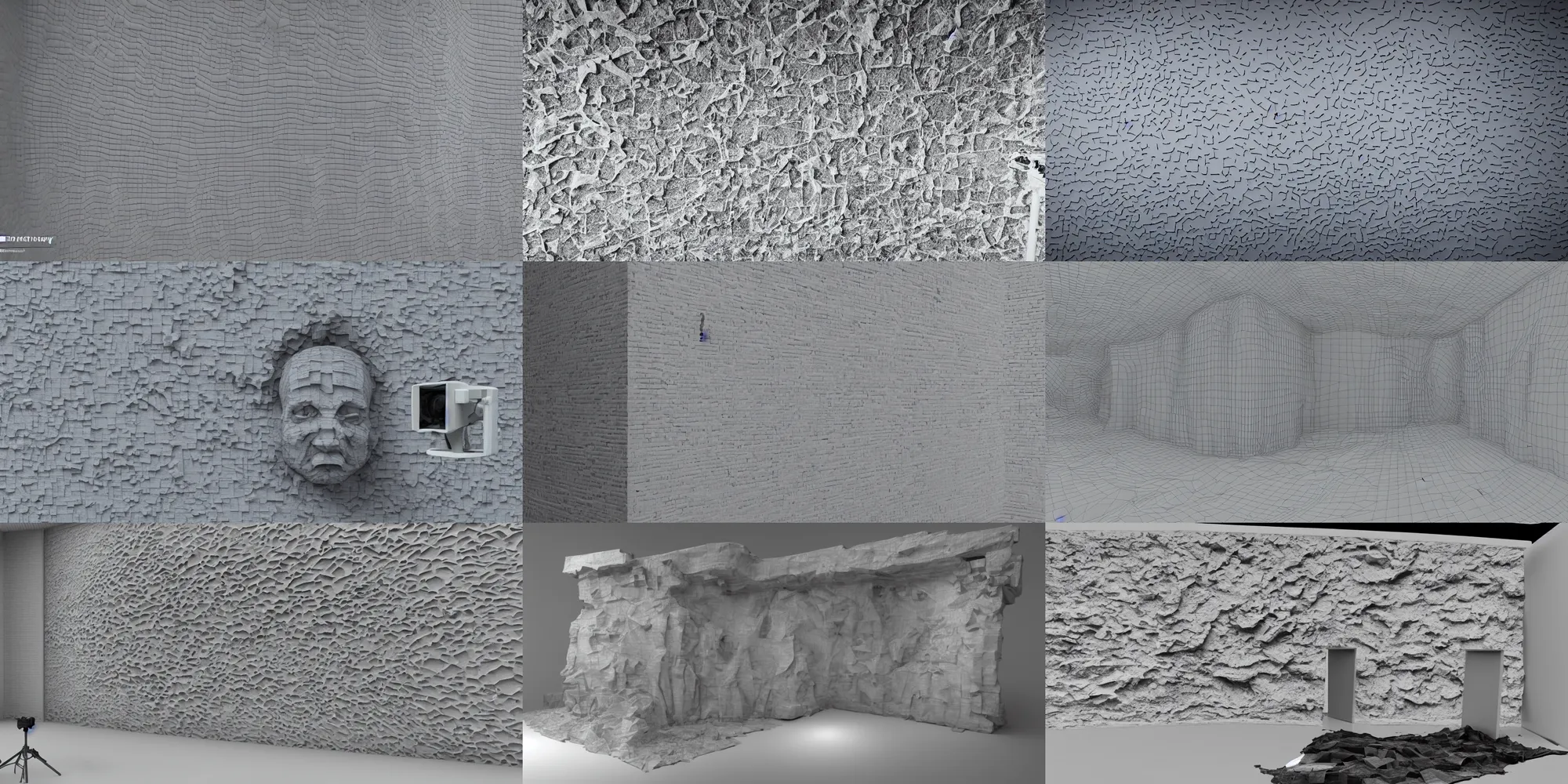 Prompt: photogrammetry lidar 3 d scan wall model on white background