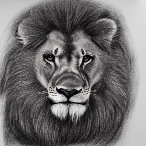 Prompt: charcoal drawing of a majestic lion