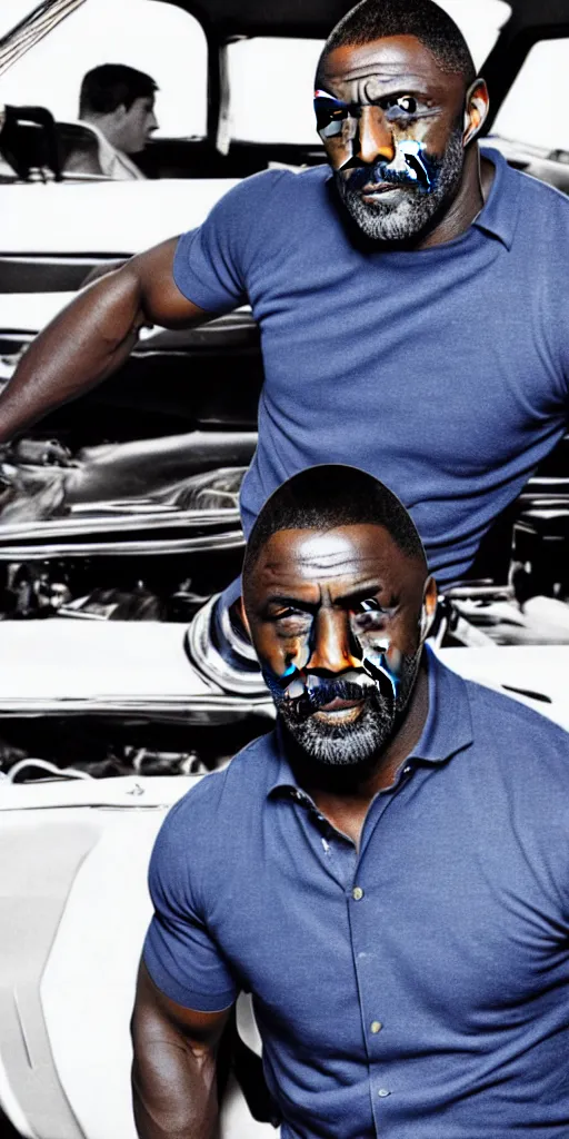 Image similar to idris elba in a 1967 Ford Mustang